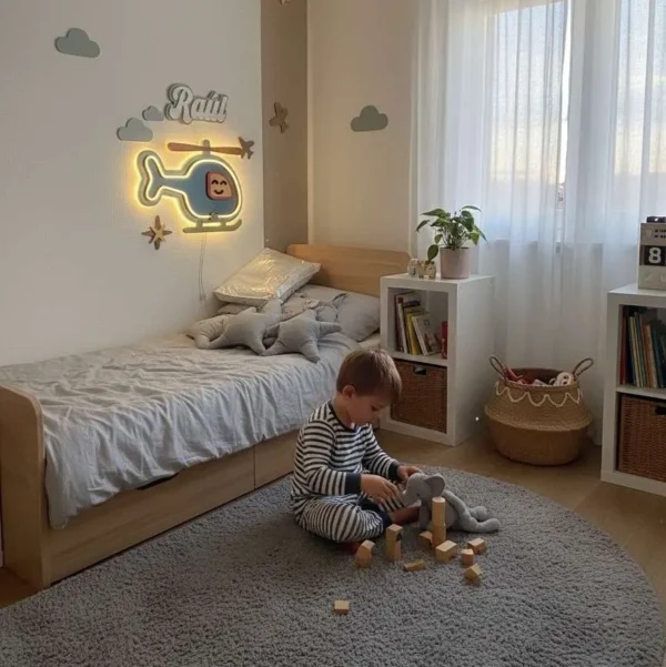 Lámpara infantil Helicóptero en la oscuridad Lámpara infantil Helicóptero en la oscuridad