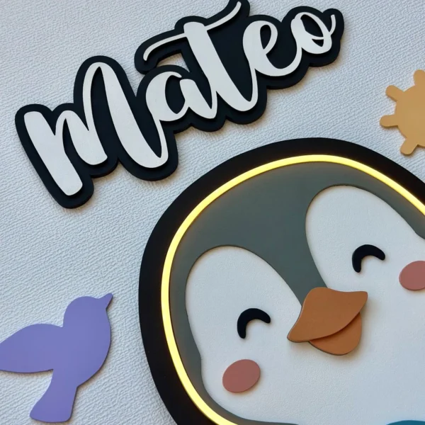 Lámpara infantil Pingüino nombre Lámpara infantil Pingüino nombre