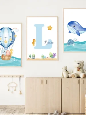 Conjunto de láminas infantiles mundo marino Conjunto de láminas infantiles mundo marino