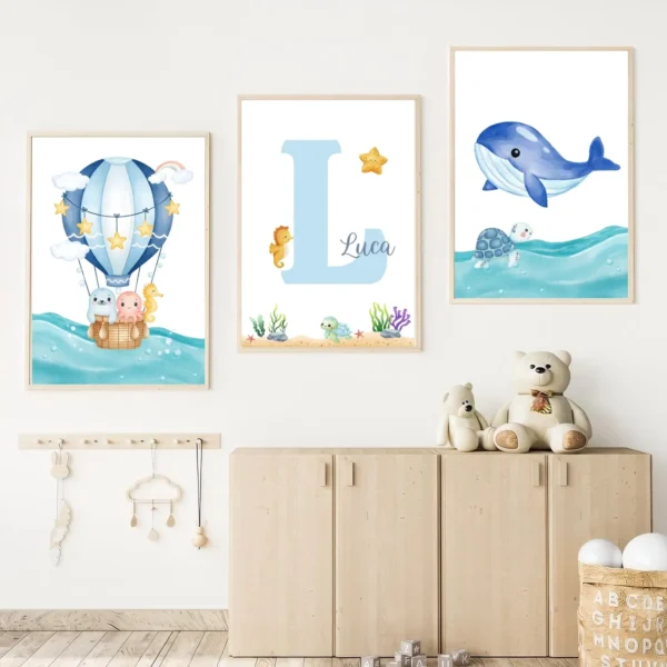 Conjunto de láminas infantiles mundo marino Conjunto de láminas infantiles mundo marino