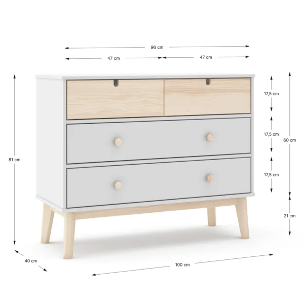 Cómoda infantil Arlo 4 cajones Blanca (1) Cómoda infantil Arlo 4 cajones Blanca (1)