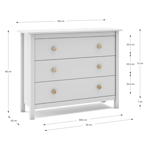Cómoda infantil Kai 3 cajones Blanca (1) Cómoda infantil Kai 3 cajones Blanca (1)