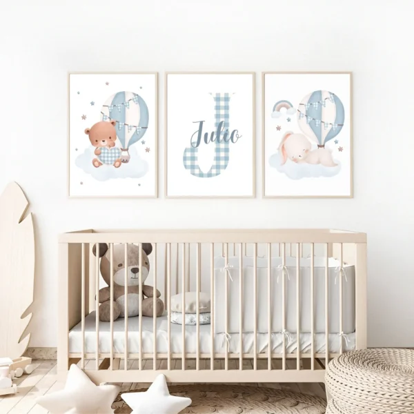 Conjunto de láminas infantiles Vichy ositos azules Conjunto de láminas infantiles Vichy ositos azules