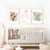 Conjunto de láminas infantiles jirafa y elefantito rosa Conjunto de láminas infantiles jirafa y elefantito rosa