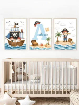 Conjunto de láminas infantiles mundo pirata Conjunto de láminas infantiles mundo pirata