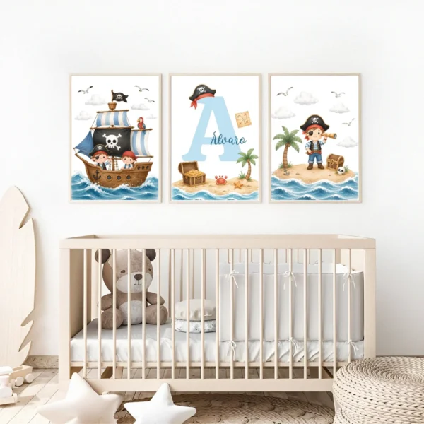 Conjunto de láminas infantiles mundo pirata Conjunto de láminas infantiles mundo pirata